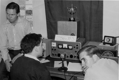 ZS6XT & friends operating the 1964 Johannesburg Festival special-event station, ZS6JFS. Photo copyright 1964 A. Farson.