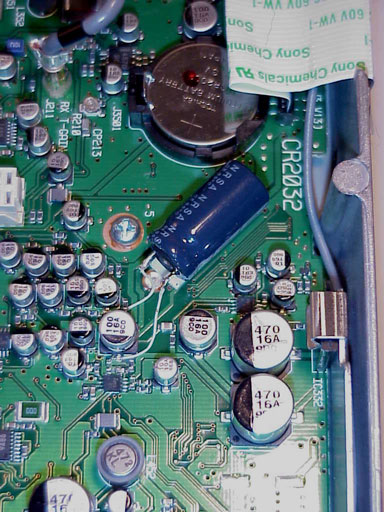 Fig. 1. MAIN board, showing added capacitor. Click for larger image.